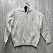 NWT Tommy Hilfiger Cream White Quarter-Zip Pullover Sweater Kids Size 6