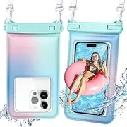 Niveaya Tie Dye Floating Waterproof Phone Pouch - 2 Pack Universal Waterproof Phone Case Up to 7",Phone Dry Bags with Adjustable Lanyard for Vacation Beach Swimming Pool Kayak Cruise Travel Essentials