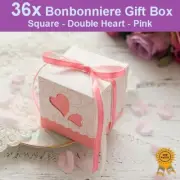 36x Heart Wedding Bonbonniere Bomboniere Candy Gift Box - Pink