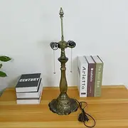 BOTOWI Table Lamp Base Replacement Only, Width 8" Height 26", Fits 16" Tiffany Style Lampshade, Dark Bronze Finish, Resin, Pull Chain Switch