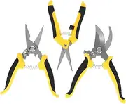 HOMSFOU 3pcs Garden Pruning Shears Set Stainless Steel Gardening Scissors for Effortless Trimming Flower Cutting Fruit Lightweight Hand Tools for Convenient Portability and Complete