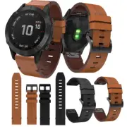 20 22 26mm Leather Watch Wristband Strap For Garmin Fenix 7X 7 6 6X 6 6S Pro