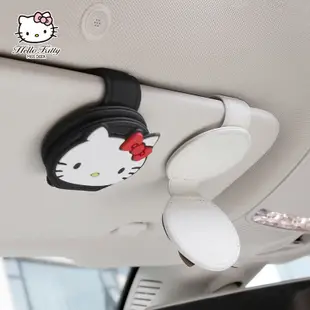 Hello Kitty 磁吸式遮陽板眼鏡夾 收納 多功能創意眼鏡盒 車用墨鏡夾架車用品車用眼鏡夾