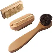 Healeved 3pcs Wooden Dishwashing Brush Set Pig Bristles Cleaning Brush for Kitchen Hand and Nail Cleaning Soft and Comfortable
