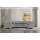 Curved Symmetrical Sectional Sofa Grey Velvet