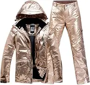[Dsimilarl] Gold Ski Suit Men Women Snowsuit Couple Winter Outdoor Snowboard Clothing Waterproof Warm Thick Ski Jacket Pant Set