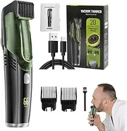 Vacuum Beard Trimmer for Men - IPX6 Waterproof Hair Trimmer with 2 Combs | Portable Razor, Rechargeable Beard Shaver for Mustache, Sideburns, Facial Hair