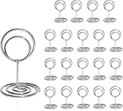 HomWanna Table Number Holders 20Pcs - 2 Inch Mini Place Card Holder Short Table Number Stands for Wedding Party Graduation Reception Restaurant Home Centerpiece Decorations Office Memo (Silver)