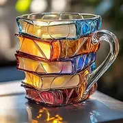 3D Painted Book Mug for Hot or Cold Brews, Unique Design Library Coffee Mug, Book Club Gifts for Women, Reading Bookish Items Bookworm Librarian Lovers for Readers Writer (A)