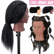 Mannequin Doll Head 100% Real Human Hair Cosmetology Manikin Styling Braiding