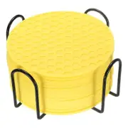 16 Pcs Silicone Coasters with Holder, 4 Inch Round Coaster for Drink, Yellow