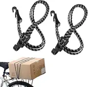 [beiqilian] Luggage Strap 3 in 1 Bike Bicycle Rack Strap Suitcase Bag Elastic Tension Belt with Hooks for Travel Hiking 75CM (2pcs)