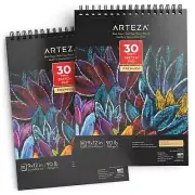 Spiral Sketch Book 9x12 Black Art Paper Drawing Pad 2 Pack 30 Sheets Sketch P...