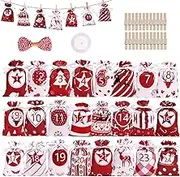 Christmas Bags | Christmas Countdown Calendar,Gift Drawstring Bag Satin Material, Good Decorative Effect, Christmas Pattern Design for Thanksgiving Day, Children's Birthd Jmedic