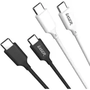 Laser 2m 60W USB-C to USB-C Cable 2 Pack - Black/White