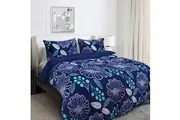 Ramesses Printed Sherpa Flannel Fleece Reversible Blanket Set Blue Flower