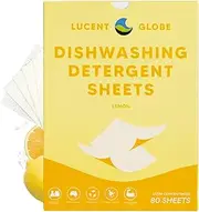 Lucent Globe Dishwasher Dishwashing Detergent Sheets, 80 Washes, Dishwashing Tablets Alternative. Plant-Based, Eco-Friendly, Fully Biodegradable, Lemon Scent & Plastic Free Packaging