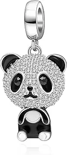 [Paiyuan charms] Panda Dangle Charms 925 Sterling Silver Heart Lovely Animal Charms Bead for Bracelet