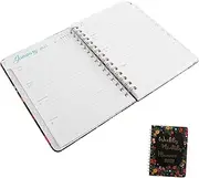 Ipetboom 2025 Journal Notebook Weekly Planner Monthly Planner Teacher Plan Book Calendar Book Pockets Planner Calendar Planner Day Planner Spiral Planner Flower Planner Black Paper