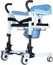 Medical Patient Lift Wheelchair for Home, Portable Patient Lift Aid Transfer Chair w/180° Split Seat, Bedside Commode with Bedpan Bathroom Wheelchair for Handicap Elderly Seniors Transport