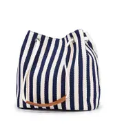 Nevenka Womens Canvas Shoulder Bag Commuter Stripes Handbags-Blue