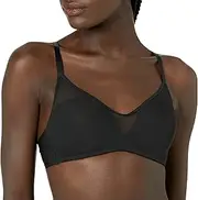 [Le Mystère] Women's Sheer Illusion Wireless Bra, Black, 14F