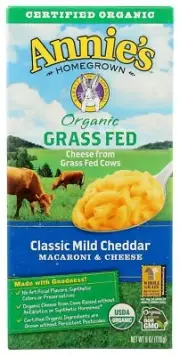 Annie's Organic Macaroni & Cheese - 6oz Classic Grass Fed Cheddar, Bulk 12 Pack