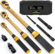 1/4 3/8 1/2-Inch Drive Click Torque Wrench, 8Pcs Torque Wrench Set 10-220In.Lb,