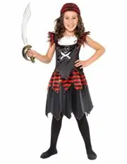 Smiffys Pirate Skull Crossbones Girl Costume, M - Age 7-9 years