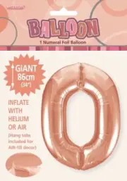Rose Gold Number 0 Supershape Foil Balloon (34in/86cm) Pk 1