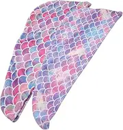 Baluue Microfiber Hair Drying Towels Fish Scale Pattern 2 Pcs Comfortable Headband Quick Dry Women's Hair