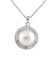 Splendid Pearls Silver 11-12mm Freshwater Pearl & CZ Pendant Necklace