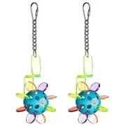2x Nature Island Hanging Acrylic Paddle Ball Bird Pet Interactive Toy Single