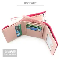 在飛比找樂天市場購物網優惠-FB4385 韓版繽紛色系可愛卡通三折短夾