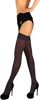 [Mila Marutti] Stockings for Garter and Suspender Belts for Women | Semi Opaque Thigh High Tights 40D | Made in EU, Grey, Small
