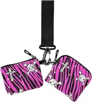 [Amooorous] Y2k Peach Leopard Skulls Dual Wristlet Wallets for Women Cute Fashion Change Purse Key Holder with Wristlet Strap for Woman 2 Packs, y2k Peach Leopard Skulls, 1 size, Casual