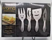 NIB Set of Smiling Faces Cheese Knives Stainless Steel From Prodyne Froma