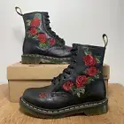 Dr Martens DM’s 1460 Vonda Red Roses Softy T Leather Boots UK 5 EU 38 New + Box