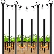 4 Pack String Light Poles,10 Ft Metal Poles with Fork for Outdoor String Lights,Outdoor Light Poles with Fork,Poles/Post/Stand for Outside,Patio,Deck,Backyard,Garden Wedding,Party