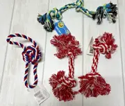 Rope Chew Toy Dog Tug Of War Knot Braided Greenbrier New Lot of 4