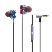 [Dual Dynamic Driver] KDK-503 Sweatproof Noise Cancelling Wired Earphone With Mic GSILVER COLOR