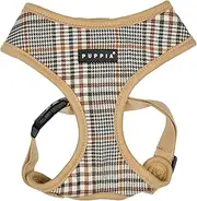 Puppia Lucas Dog Harness A (Over-The-Head) Fashionable Checkered Pattern Spring Summer Harness for Small and Medium Dogs, Beige, Medium