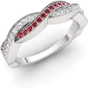 [Diamondere] Natural and Certified Diamond and Gemstone Wedding Ring in 14K White Gold | 0.30 Carat Gemstone Swirl Eternity Band for Women, US Size 4 to 9