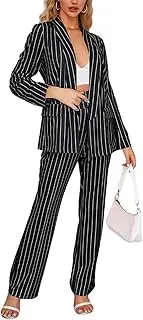 [ZPLMIDE] Women's 2 Piece Pinstripe Suit Set Slim Fit Blazer and Pants Office Work Fashion Business Casual Set