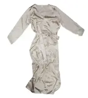 Flora Nikrooz Satin 3/4 Sleeve Tie Waist Full Length Women's Robe S/M NWT Almond