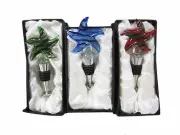 Set of 3 Atr Glass Star Shape Wine Bottle Stoppers Corks (Green, Blue & Red)