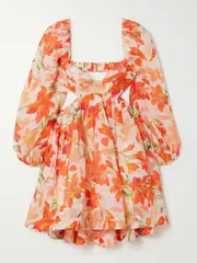 [Zimmermann] Zimmermann - Tranquility Open-back Floral-print Linen And Silk-blend Voile Mini Dress - Red - 2 2 Red