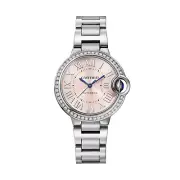 New Cartier Ballon Bleu Steel Automatic 33 mm Diamond Bezel Watch W4BB0037