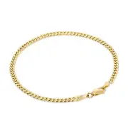 14K Yellow Gold Solid 3.5mm Miami Cuban Link Chain Bracelet Mens Womens - 7"
