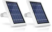Wasserstein Solar Panel Compatible with Ring Spotlight Cam Plus/Pro/Battery, and Ring Stick Up Cam Battery - Includes Barrel Plug with USB C Adapter - 2W 5V Charging (2 Pack, White)